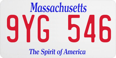 MA license plate 9YG546