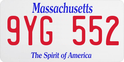 MA license plate 9YG552