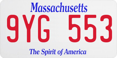 MA license plate 9YG553