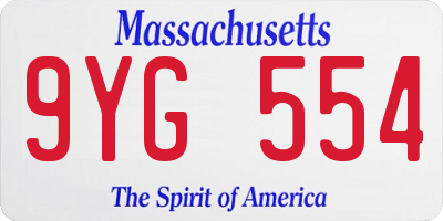 MA license plate 9YG554