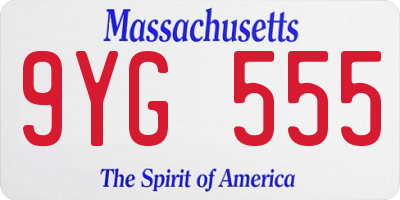 MA license plate 9YG555