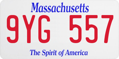 MA license plate 9YG557