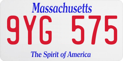 MA license plate 9YG575