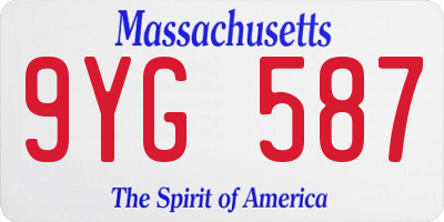 MA license plate 9YG587