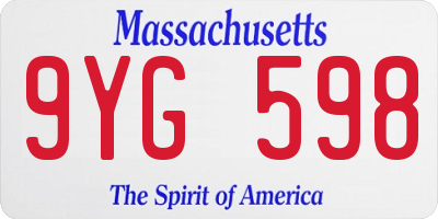 MA license plate 9YG598