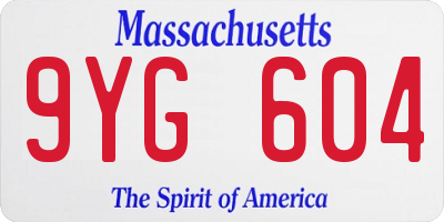 MA license plate 9YG604
