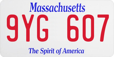 MA license plate 9YG607