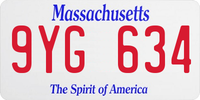 MA license plate 9YG634