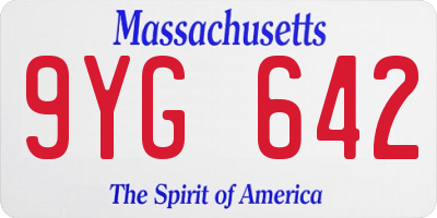 MA license plate 9YG642