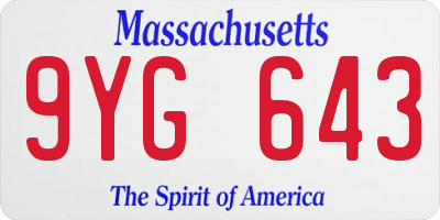 MA license plate 9YG643
