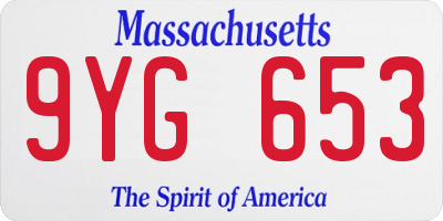 MA license plate 9YG653