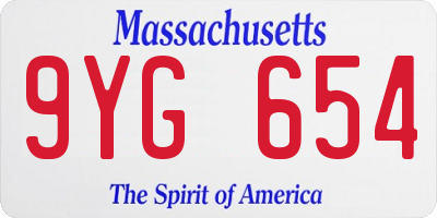 MA license plate 9YG654