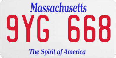 MA license plate 9YG668