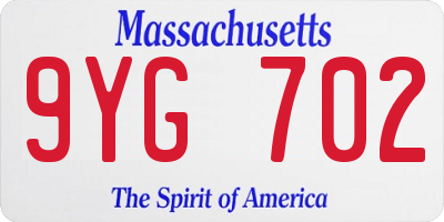 MA license plate 9YG702