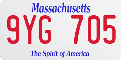 MA license plate 9YG705