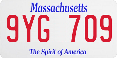 MA license plate 9YG709