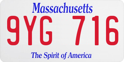 MA license plate 9YG716