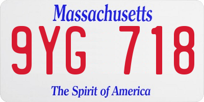 MA license plate 9YG718