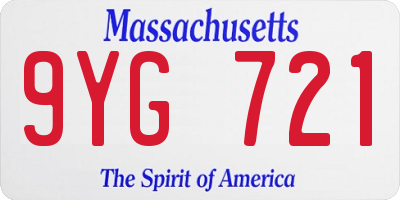 MA license plate 9YG721