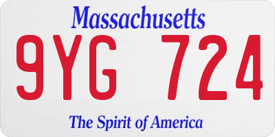 MA license plate 9YG724