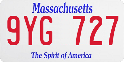 MA license plate 9YG727