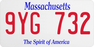 MA license plate 9YG732