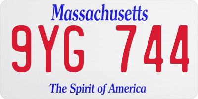MA license plate 9YG744