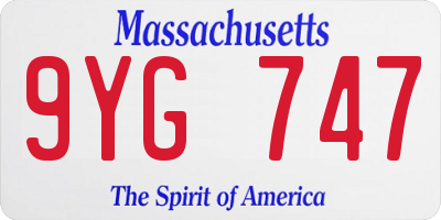 MA license plate 9YG747