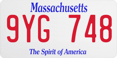 MA license plate 9YG748