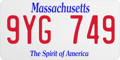 MA license plate 9YG749