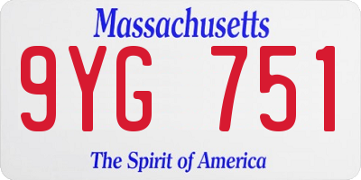 MA license plate 9YG751