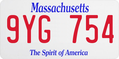 MA license plate 9YG754