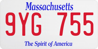 MA license plate 9YG755