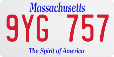 MA license plate 9YG757