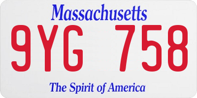 MA license plate 9YG758