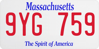 MA license plate 9YG759