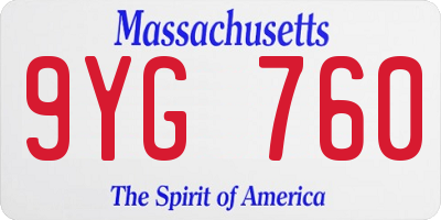 MA license plate 9YG760