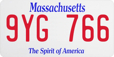 MA license plate 9YG766