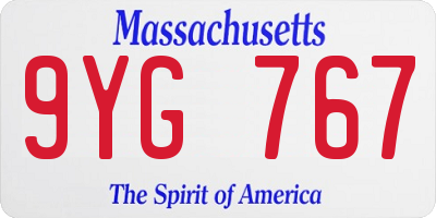 MA license plate 9YG767
