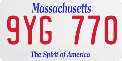 MA license plate 9YG770