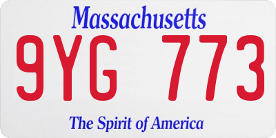 MA license plate 9YG773