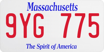 MA license plate 9YG775