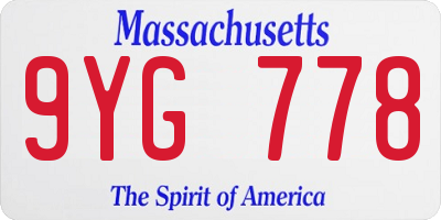 MA license plate 9YG778