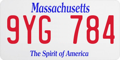 MA license plate 9YG784