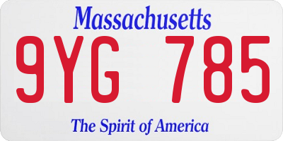 MA license plate 9YG785