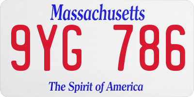 MA license plate 9YG786