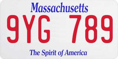 MA license plate 9YG789
