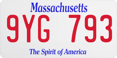 MA license plate 9YG793