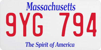 MA license plate 9YG794