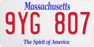 MA license plate 9YG807